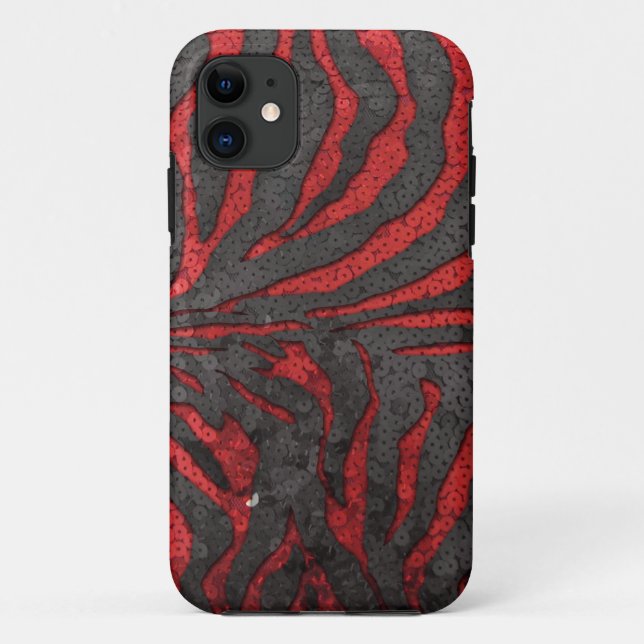 Capa Para iPhone 11 Sequins da zebra (Verso)