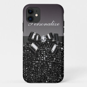 Capa Para iPhone 11 Sequins impressos, arco & diamante pretos &