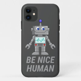 Capa Para iPhone 11 SER BOM robô engraçado engraçado HUMAN