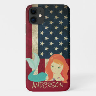 Capa Para iPhone 11 Sereia Americana Personalizada Laranja