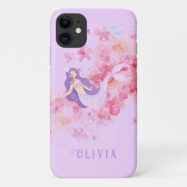 Capa Para iPhone 11 Sereia Bonita Sob o Mar para Meninas (Verso)