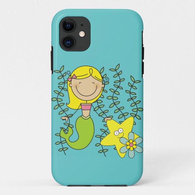 Capa Para iPhone 11 Sereia loura (Verso)