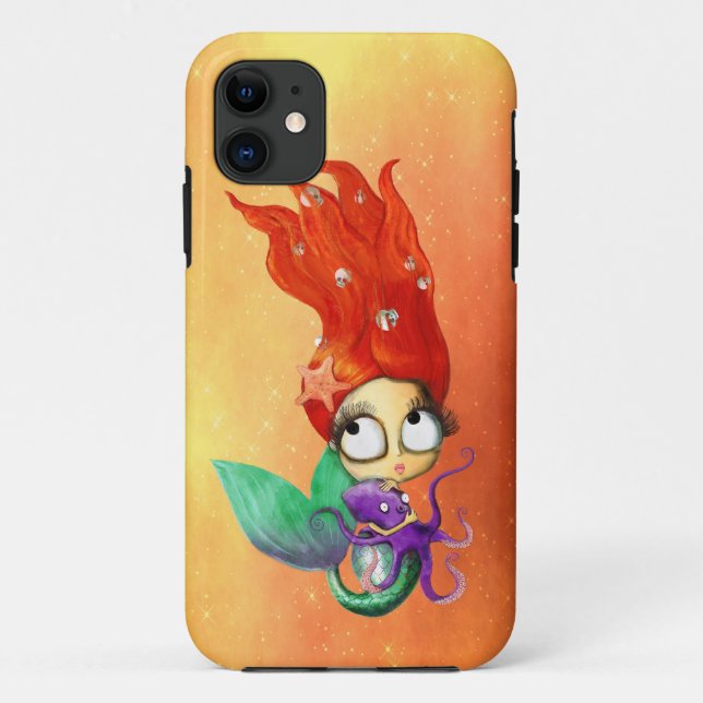 Capa Para iPhone 11 Sereia Spooky com polvo (Verso)