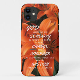 Capa Para iPhone 11 Serenity Prayer Orange Floral Fotografia