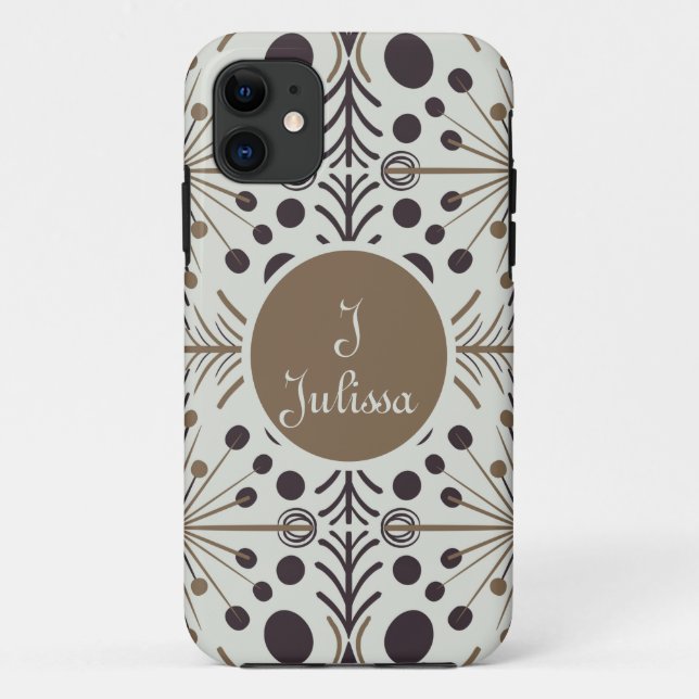 Capa Para iPhone 11 Seta Geométrica Branca de Boho Personalizada (Verso)