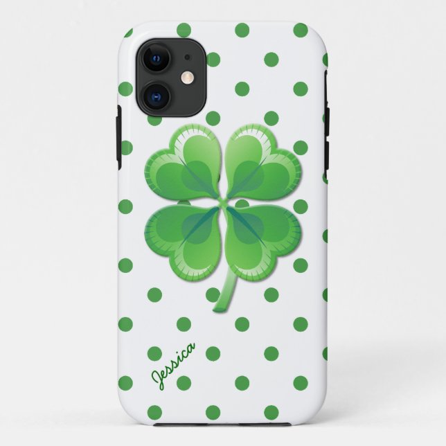 Capa Para iPhone 11 Shamrock e Bolinhas iPhone 5S Case (Verso)