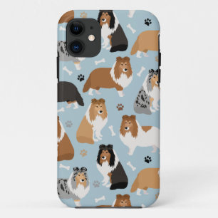 Capa Para iPhone 11 Sheltie Dog Bones and Paws