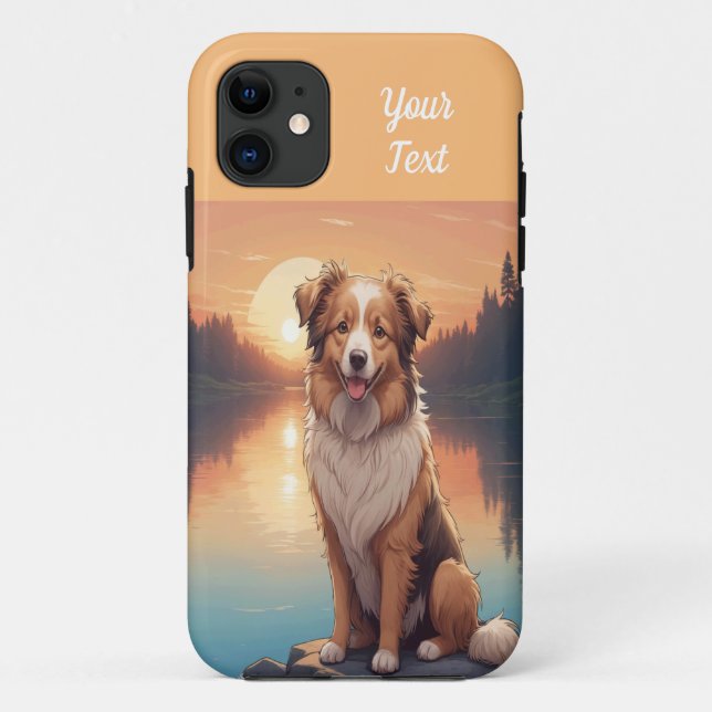Capa Para iPhone 11 Shepherd Collie pelo lago (Verso)