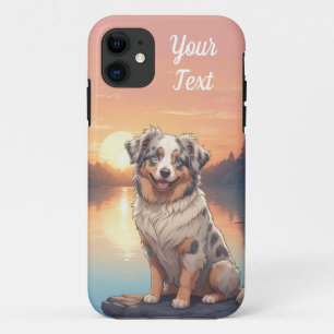 Capa Para iPhone 11 Shepherd Dog australiano por lago