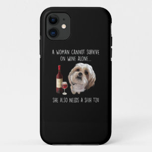 Capa Para iPhone 11 Shih Tzu  Uma mulher não pode sobreviver apenas d