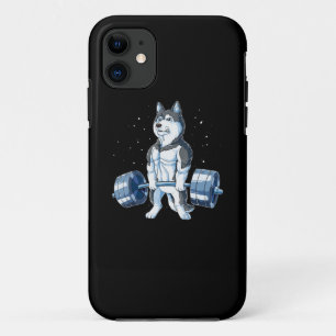 Capa Para iPhone 11 Siberian Husky Weky Levantando Homens Engraçados