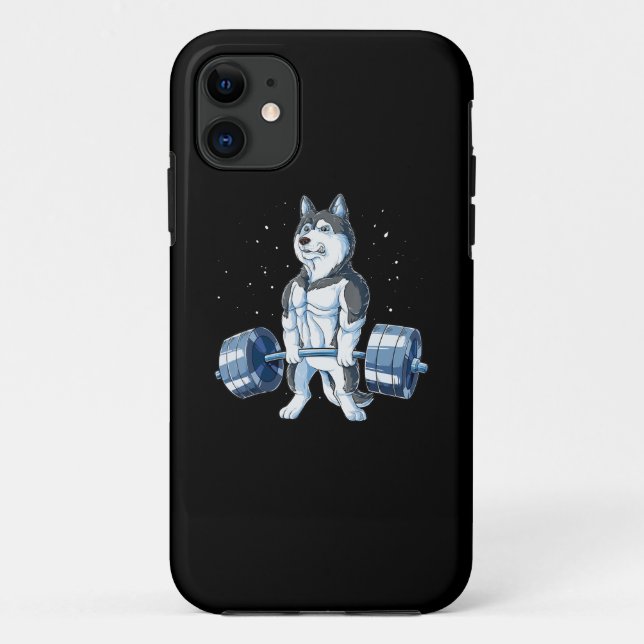 Capa Para iPhone 11 Siberian Husky Weky Levantando Homens Engraçados (Verso)
