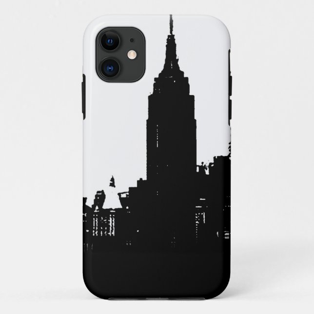 Capa Para iPhone 11 Silhouette Black White New York (Verso)