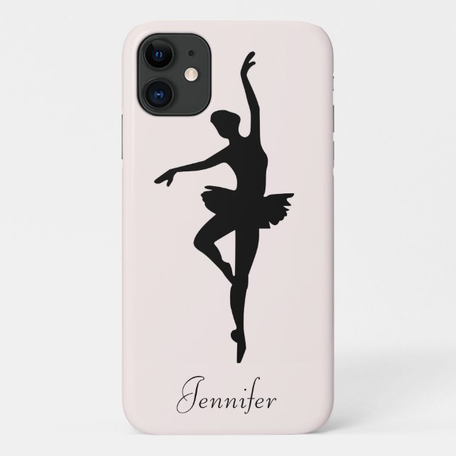 Capa Para iPhone 11 Silhouette de dança rosa personalizado (Verso)