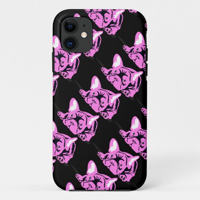 Capa Para iPhone 11 Silhueta de Bulldog Francês (Verso)