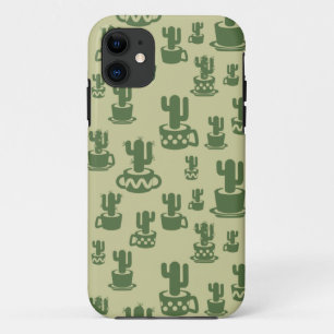 Capa Para iPhone 11 Silhueta de cacto sucessivo em copos e potes