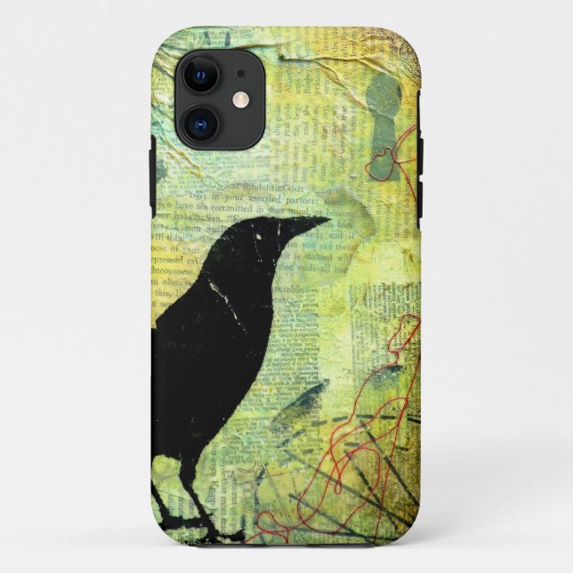 Capa Para iPhone 11 Silhueta do buraco da fechadura do corvo (Verso)