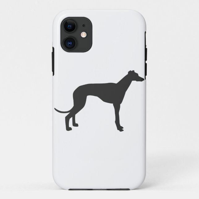 Capa Para iPhone 11 Silhueta italiana de Greyhound em preto (Verso)