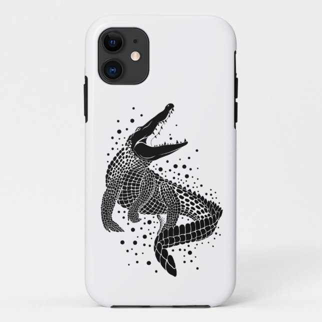 Capa Para iPhone 11 Silhueta Preta de um Crocodilo (Verso)