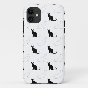 Capa Para iPhone 11 Silhuetas De Gatos Pretos E Brancos