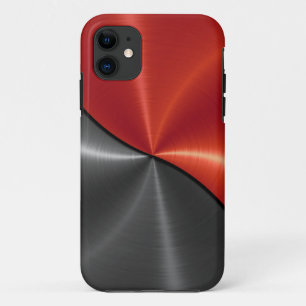 Capa Para iPhone 11 Silver Red Shinig Steel Metal 3