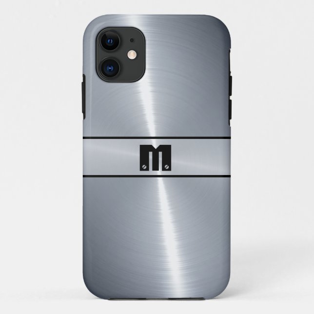 Capa Para iPhone 11 Silver Shiny Steel Metal 12 (Verso)