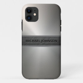 Capa Para iPhone 11 Silver Stainless Steel Metal Moderno