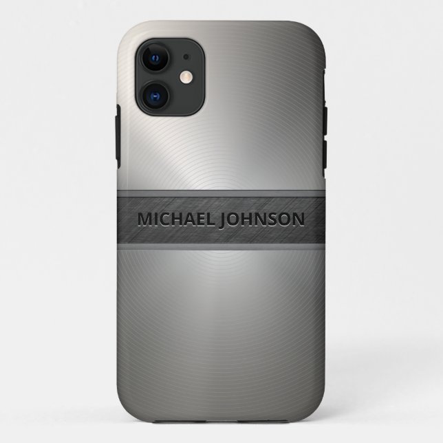 Capa Para iPhone 11 Silver Stainless Steel Metal Moderno (Verso)