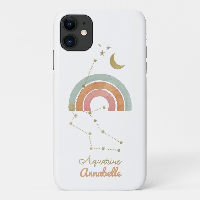 Capa Para iPhone 11 Símbolo Aquarius Zodiac (Verso)