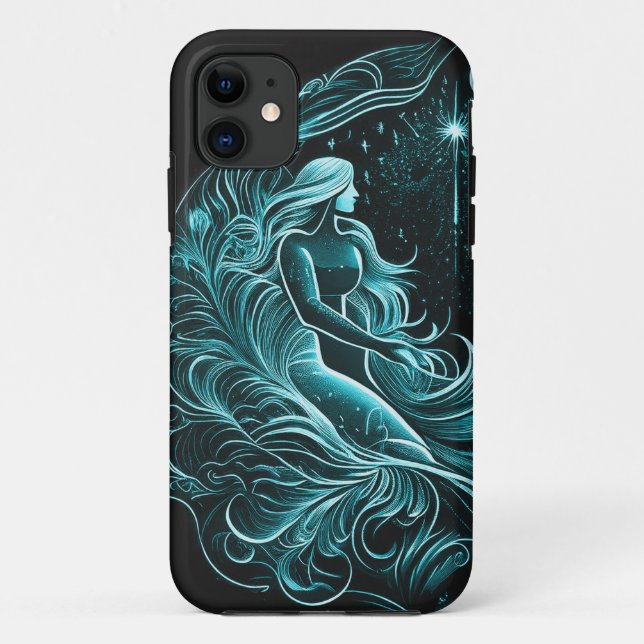 Capa Para iPhone 11 Símbolo Aquarius Zodiac (Verso)