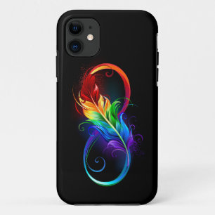 Capa Para iPhone 11 Símbolo de Infinito com Pena de Arco-íris