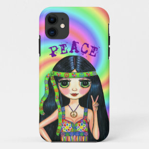 Capa Para iPhone 11 Símbolo de Pintinho de Hippie Big Eye Peace Cute 