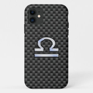 Capa Para iPhone 11 Símbolo de prata do zodíaco do Libra no impress
