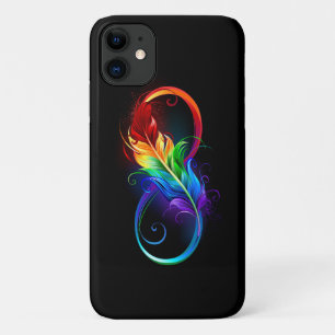 Capa Para iPhone 11 Símbolo Infinito com Pena Arco-Íris