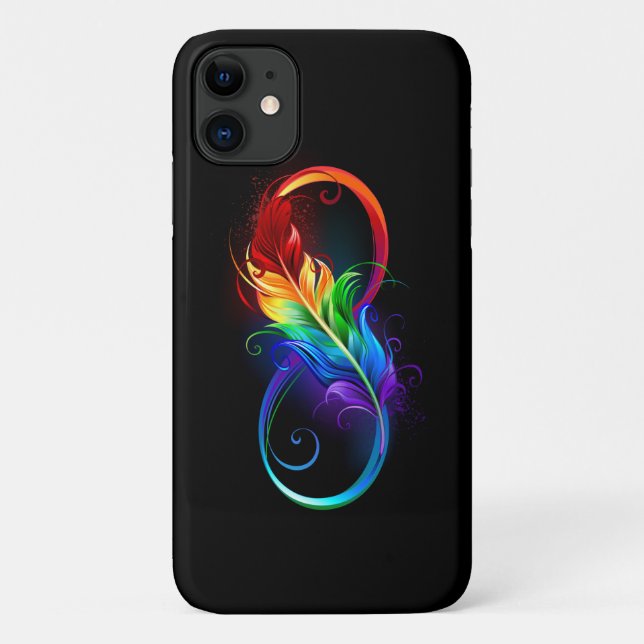 Capa Para iPhone 11 Símbolo Infinito com Pena Arco-Íris (Verso)