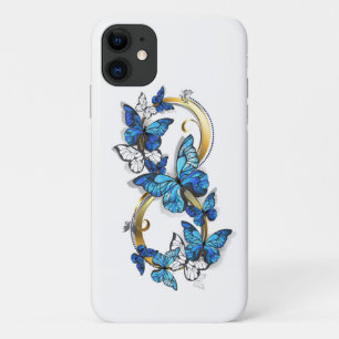 Capa Para iPhone 11 Símbolo infinito de borboletas azuis Morpho