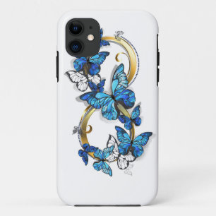 Capa Para iPhone 11 Símbolo infinito de borboletas azuis Morpho