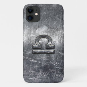 Capa Para iPhone 11 Símbolo Libra Zodiac no Estilo de Aço Prateado