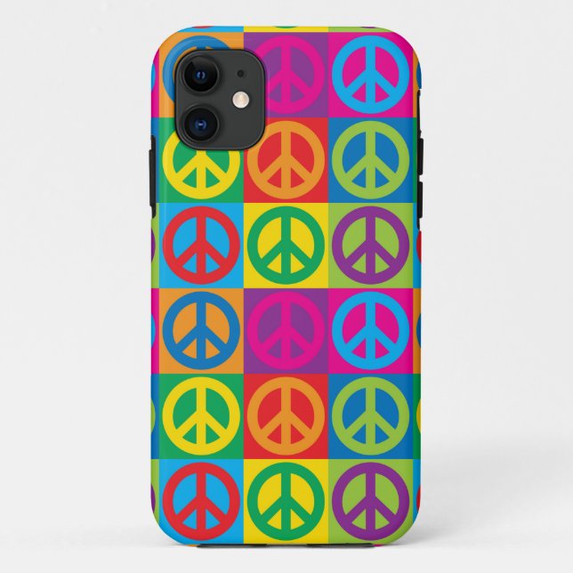 Capa Para iPhone 11 Símbolos de paz do pop art (Verso)
