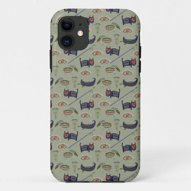 Capa Para iPhone 11 Símbolos Históricos - Padrão Abstrato (Verso)