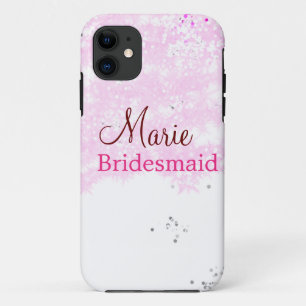 Capa Para iPhone 11 simples adição de nome monograma rosa damas de hon