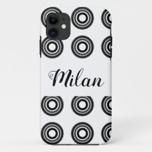 Capa Para iPhone 11 simples e personalizado BLACK mandala monograma ad
