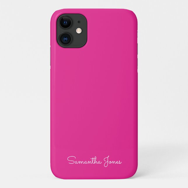 Capa Para iPhone 11 Simples, Mínimo Rosa Fuschia (Verso)