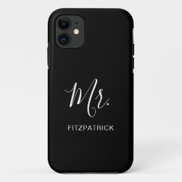 Capa Para iPhone 11 Simples Moderno Sr. Groom Novo Elegante