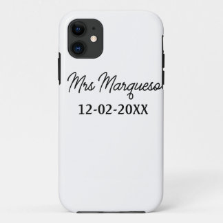 Capa Para iPhone 11 simples monograma mrs. nome data ano Thro