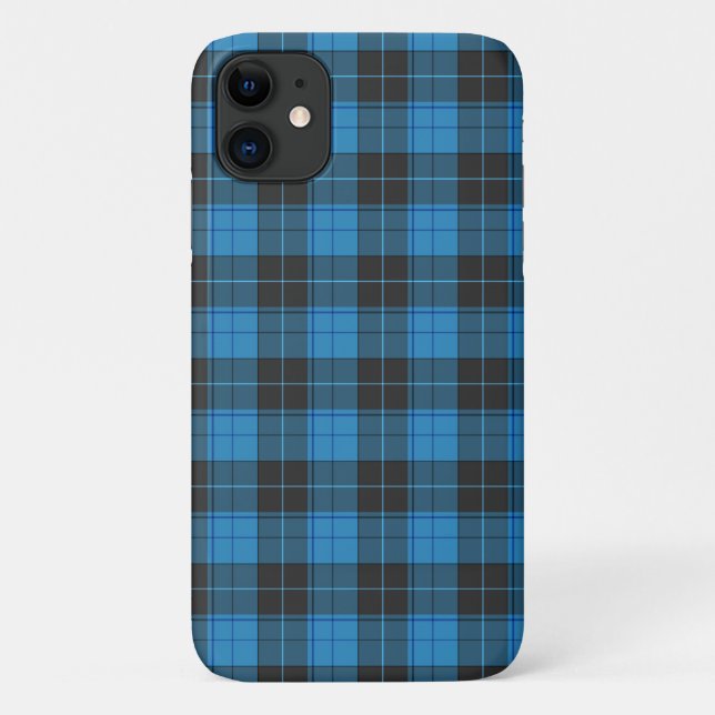 Capa Para iPhone 11 Simples padrão xadrez em azul escuro Descom (Verso)