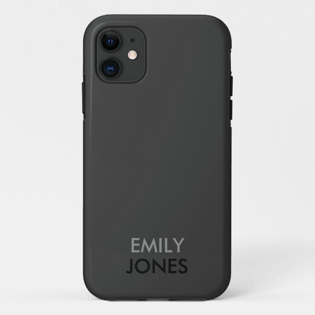 Capa Para iPhone 11 Simples preto e cinzas elegantes, personalizadas (Verso)