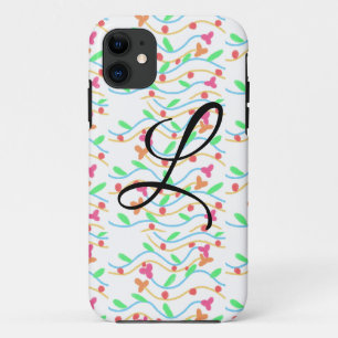 Capa Para iPhone 11 Simples verde roxo aquarela adicione seu monograma