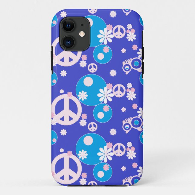 Capa Para iPhone 11 sinal de paz azul (Verso)