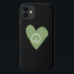 Capa Para iPhone 11 Sinal de Paz Coração<br><div class="desc">Este design apresenta um sinal verde de paz no coração.</div>